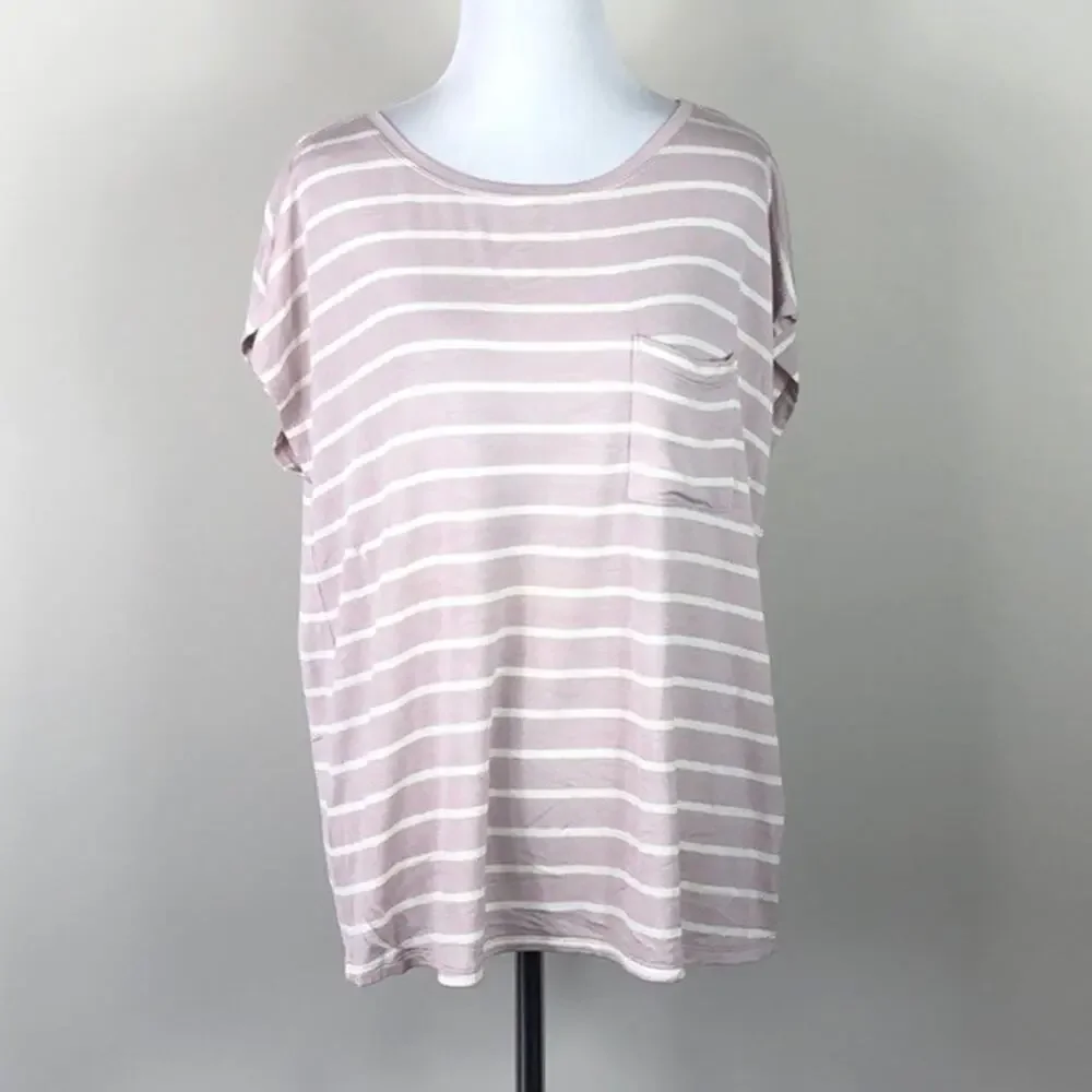 H by Bordeaux Top Pink Crew Neck Pocket